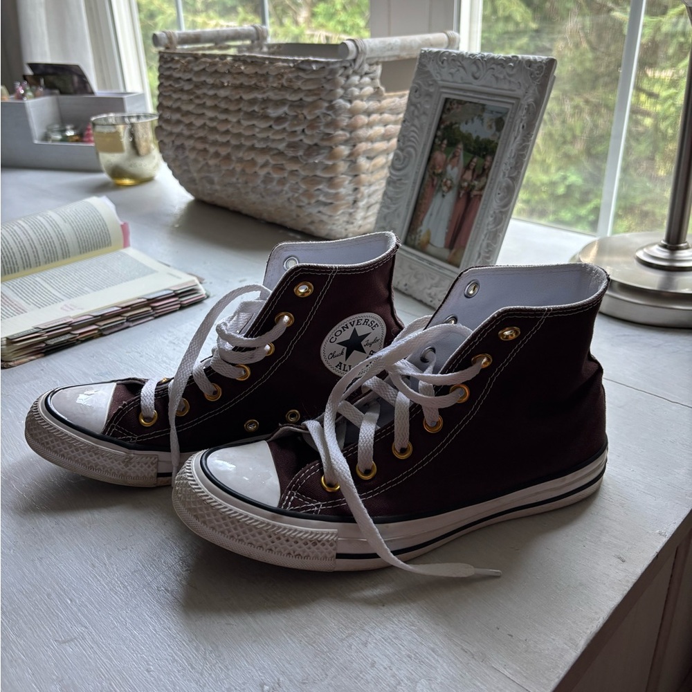 Converse Brown High-Tops with White Trim
